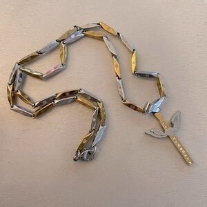 Mixed Metal Gold and Silver Toned Cross Necklace